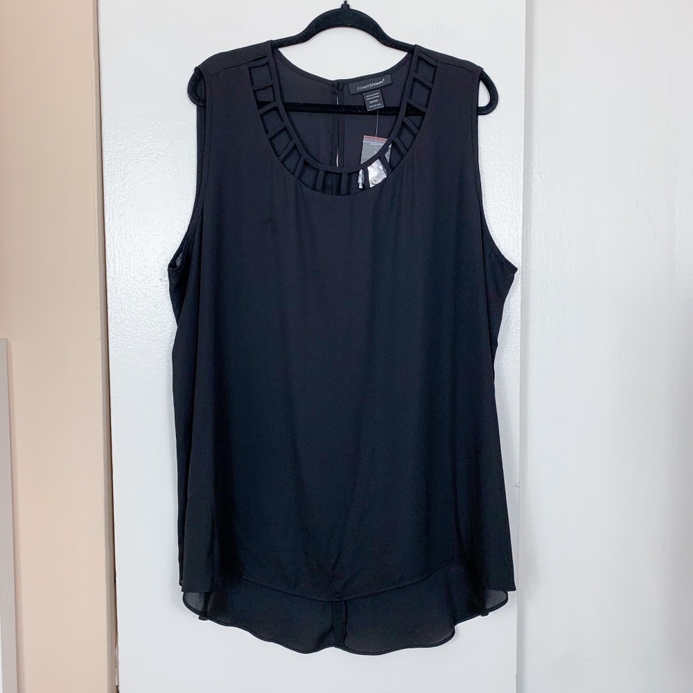 Ashley Stewart Black Sleeveless Blouse with Neck Detail